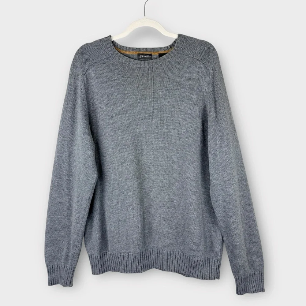 St. John’s Bay Men’s Heather Gray Crew Neck Sweater M 100% Cotton Charcoal Grey